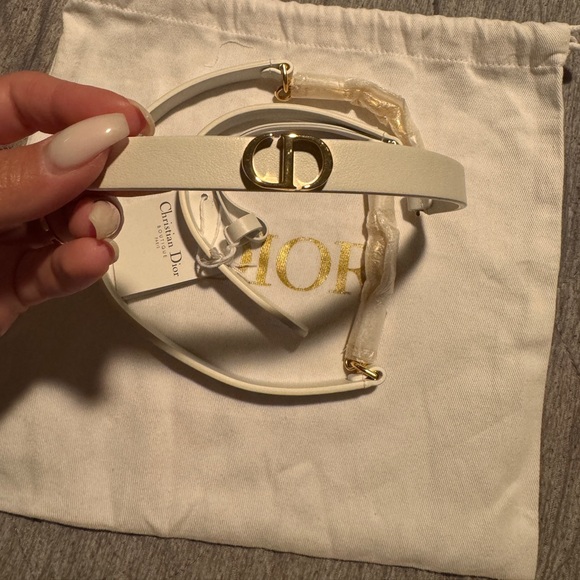 Dior Accessories - DOIR ADJUSTABLE WHITE BELT WITH GOLD CHAIN
